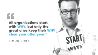 All organisations start
with WHY, but only the
great ones keep their WHY
clear year after year.”
S I M O N S I N E K
 