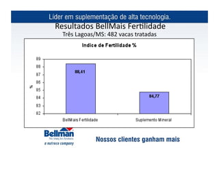 Resultados	
  BellMais	
  Fer?lidade	
  
  Três	
  Lagoas/MS:	
  482	
  vacas	
  tratadas	
  
 