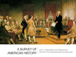 A SURVEY OF
AMERICAN HISTORY
Unit 1: Colonialism and Nationhood

Part 20: The Constitutional Convention (II)
 