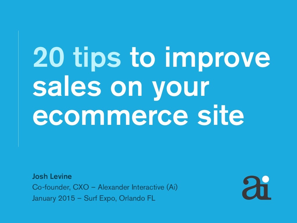 20 Tips to Improve Sales on your Ecommerce Site