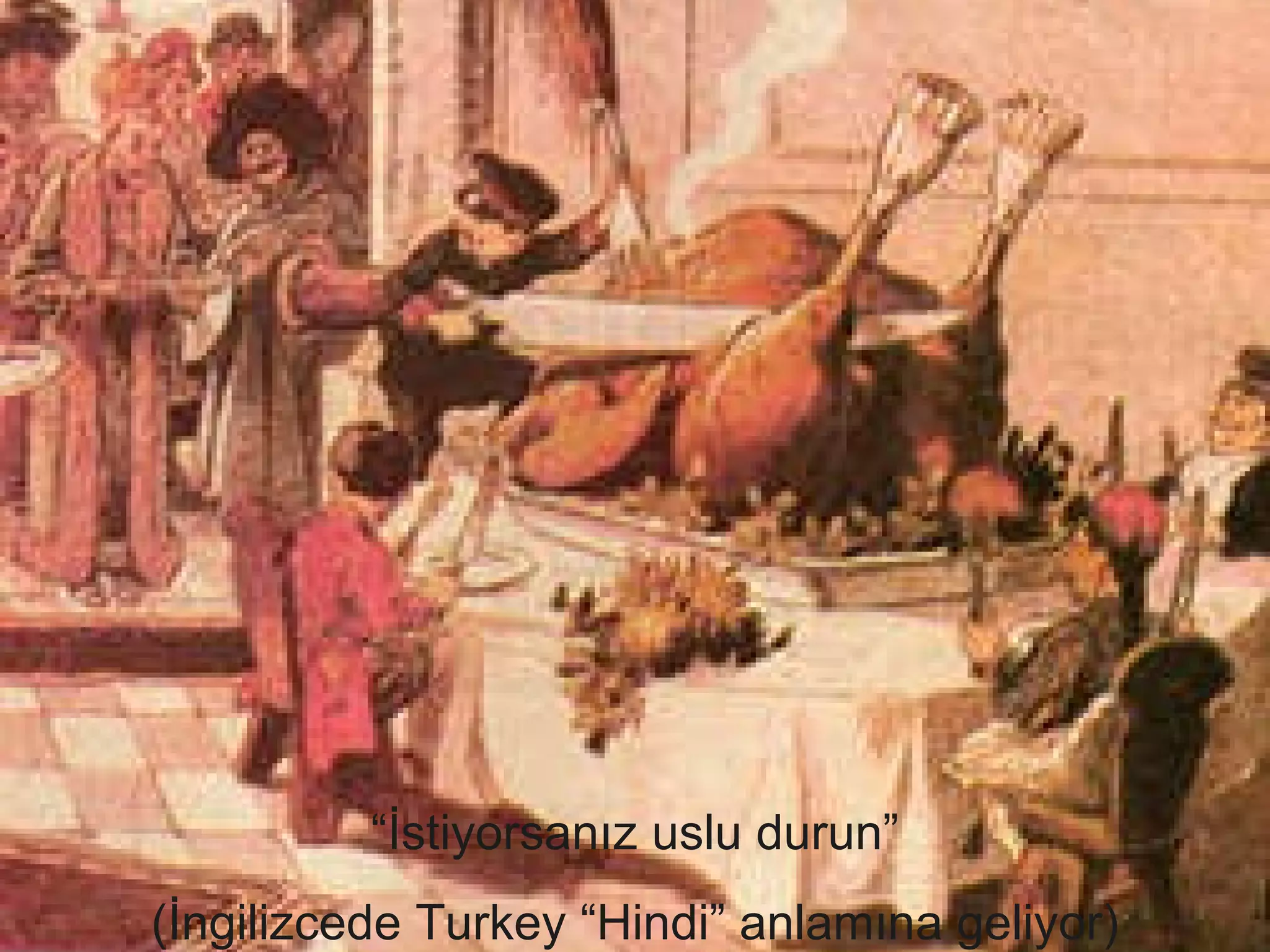 “ İstiyorsanız uslu durun” (İngilizcede Turkey “Hindi” anlamına geliyor) 