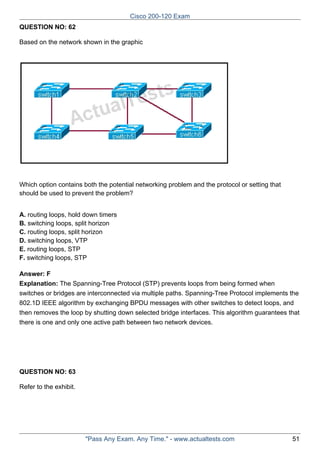 QUESTION NO: 62 
Based on the network shown in the graphic 
Which option contains both the potential networking problem an...