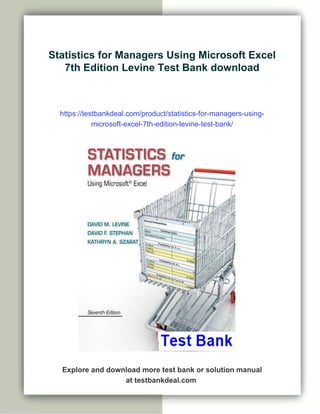 Statistics for Managers Using Microsoft Excel 7th Edition Levine Test ...