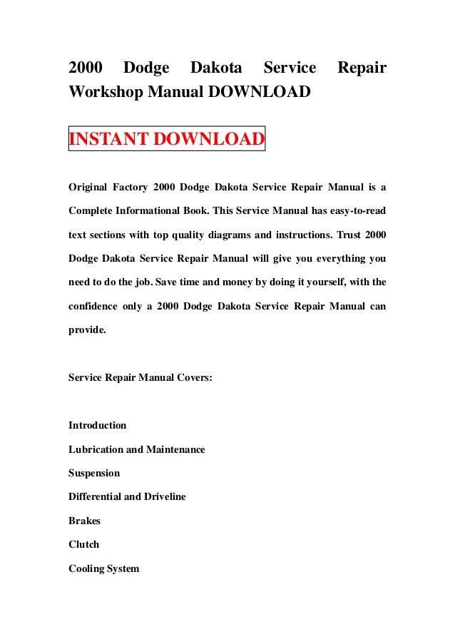 2000 dodge dakota owners manual download