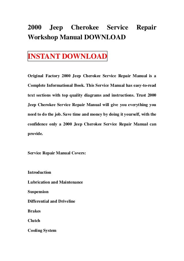 2000 jeep cherokee service repair workshop manual download