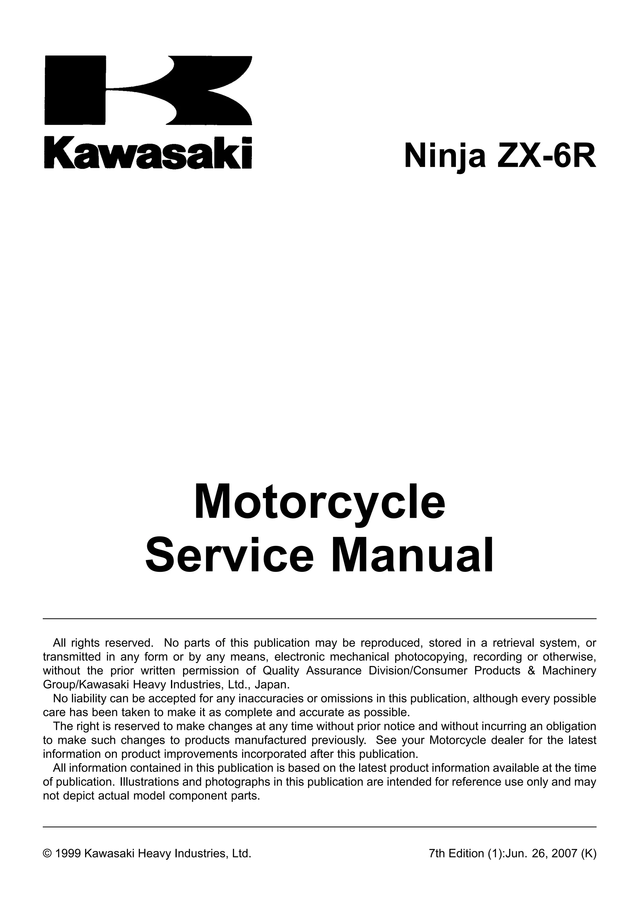 2000 kawasaki zx600 j1 ninja zx-6 r service repair manual | PDF