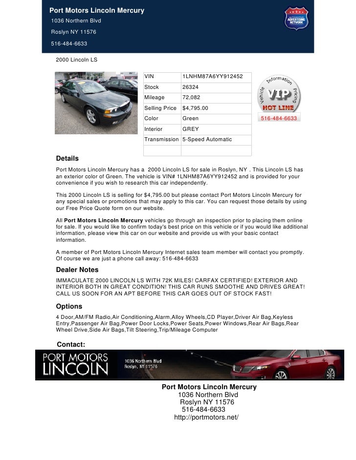 2000 Lincoln Ls For Sale In Roslyn Ny