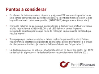 ¿Cuáles son los Gastos Deducibles 2020 para las personas físicas? | PPTX
