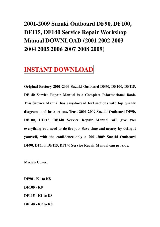 Suzuki Outboard Repair Manual Download
