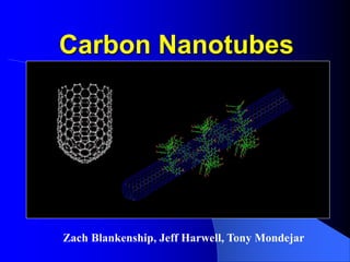 Carbon Nanotubes
Zach Blankenship, Jeff Harwell, Tony Mondejar
 