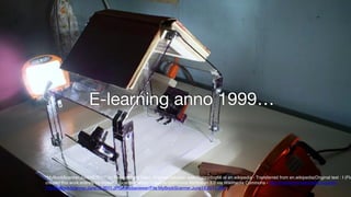 E-learning anno 1999…
"MyBookScanner,June12,2011" by Floppydog66 (talk). Original uploader was Floppydog66 at en.wikipedia - Transferred from en.wikipedia(Original text : I (Flo
created this work entirely by myself.). Licensed under Creative Commons Attribution 3.0 via Wikimedia Commons - http://commons.wikimedia.org/wiki/
File:MyBookScanner,June12,2011.JPG#mediaviewer/File:MyBookScanner,June12,2011.JPG
 