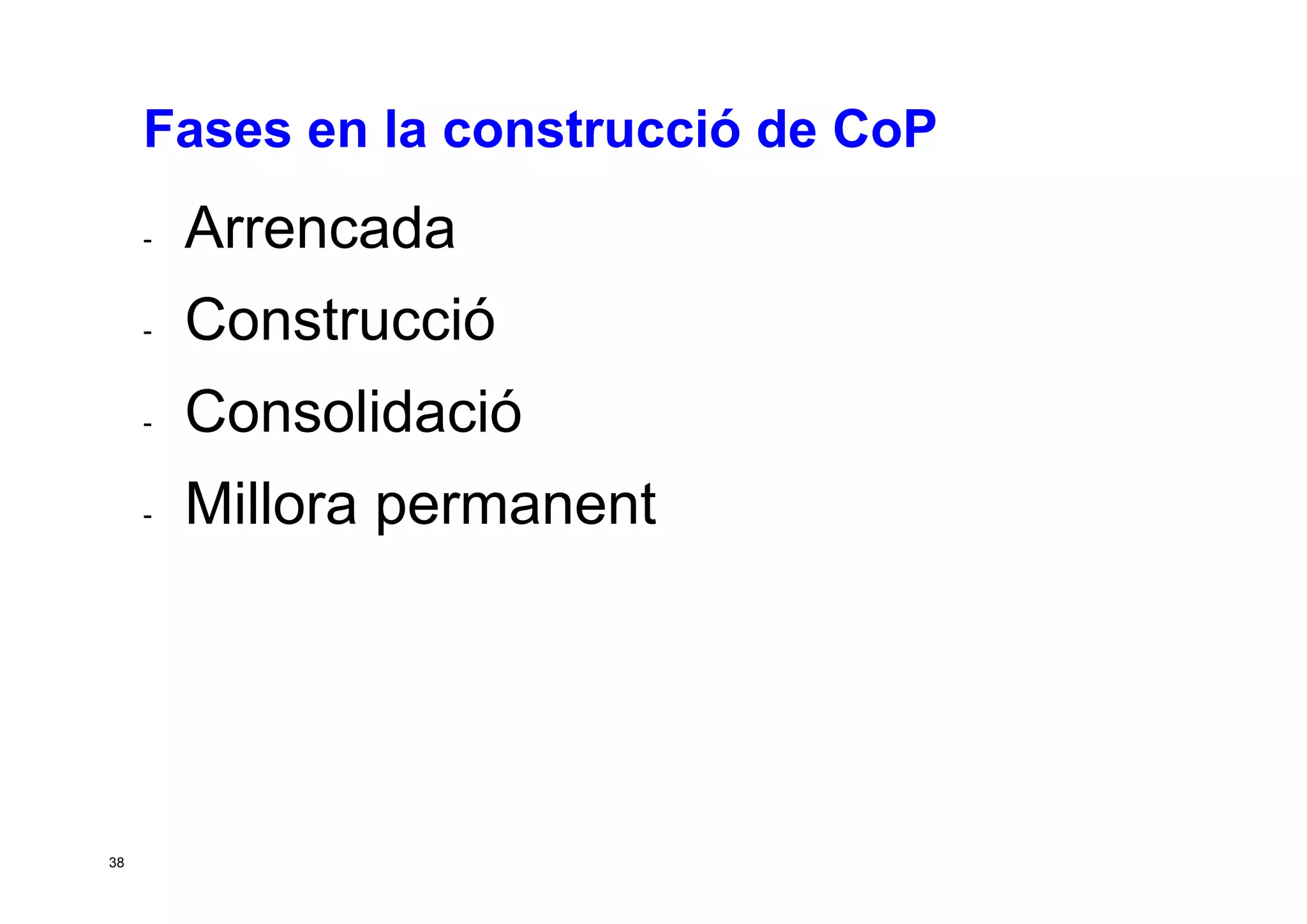 Taller per aprendre a posar en marxa CoP. Jesús Martínez