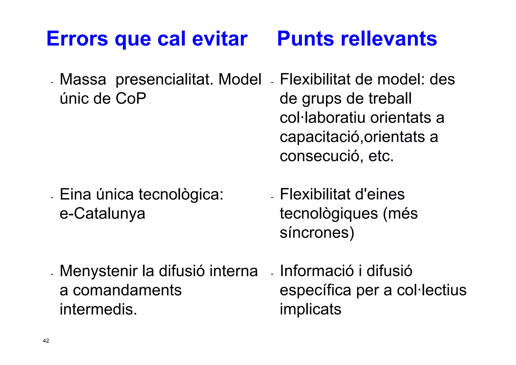 Taller per aprendre a posar en marxa CoP. Jesús Martínez