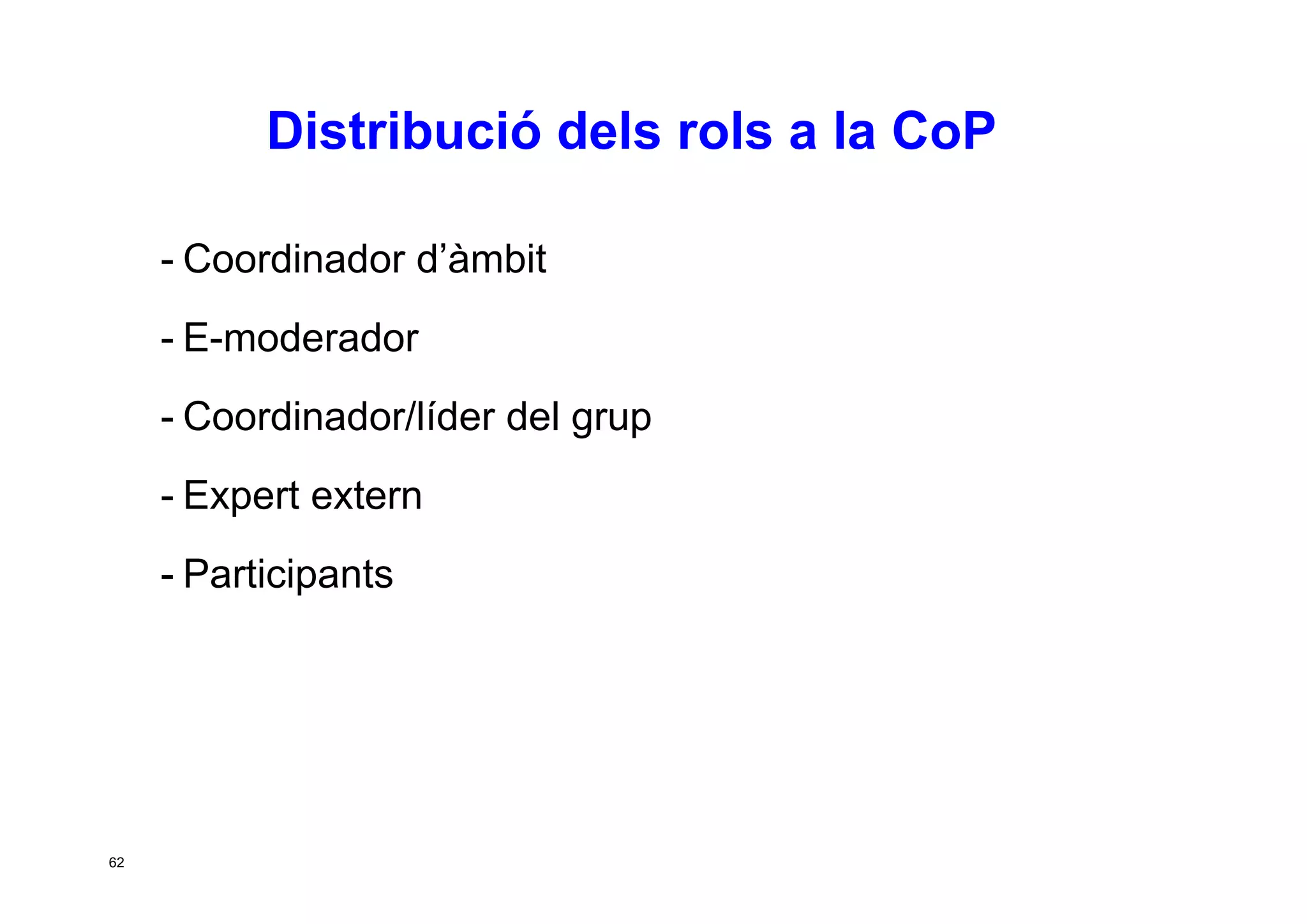 Taller per aprendre a posar en marxa CoP. Jesús Martínez