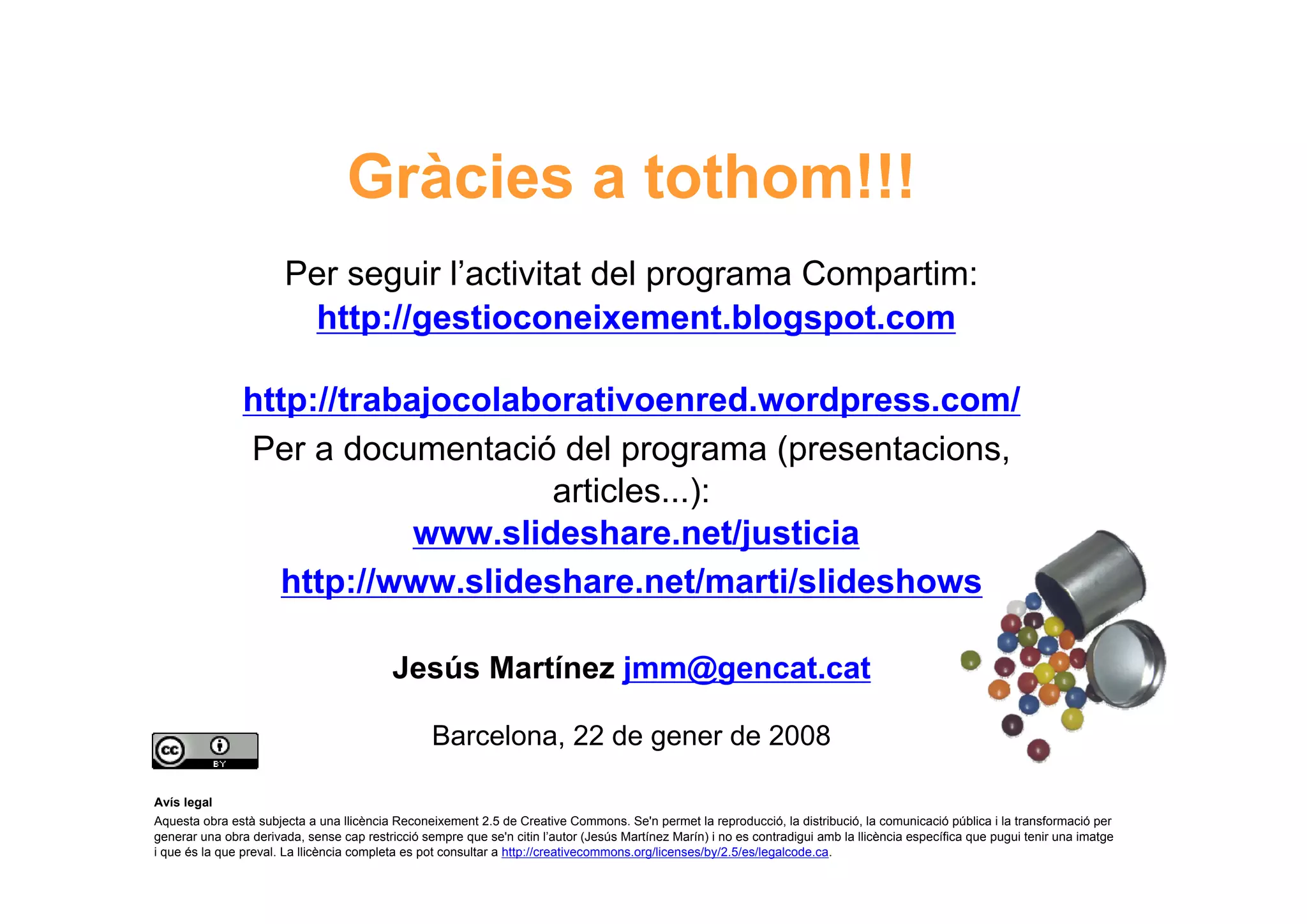 Taller per aprendre a posar en marxa CoP. Jesús Martínez