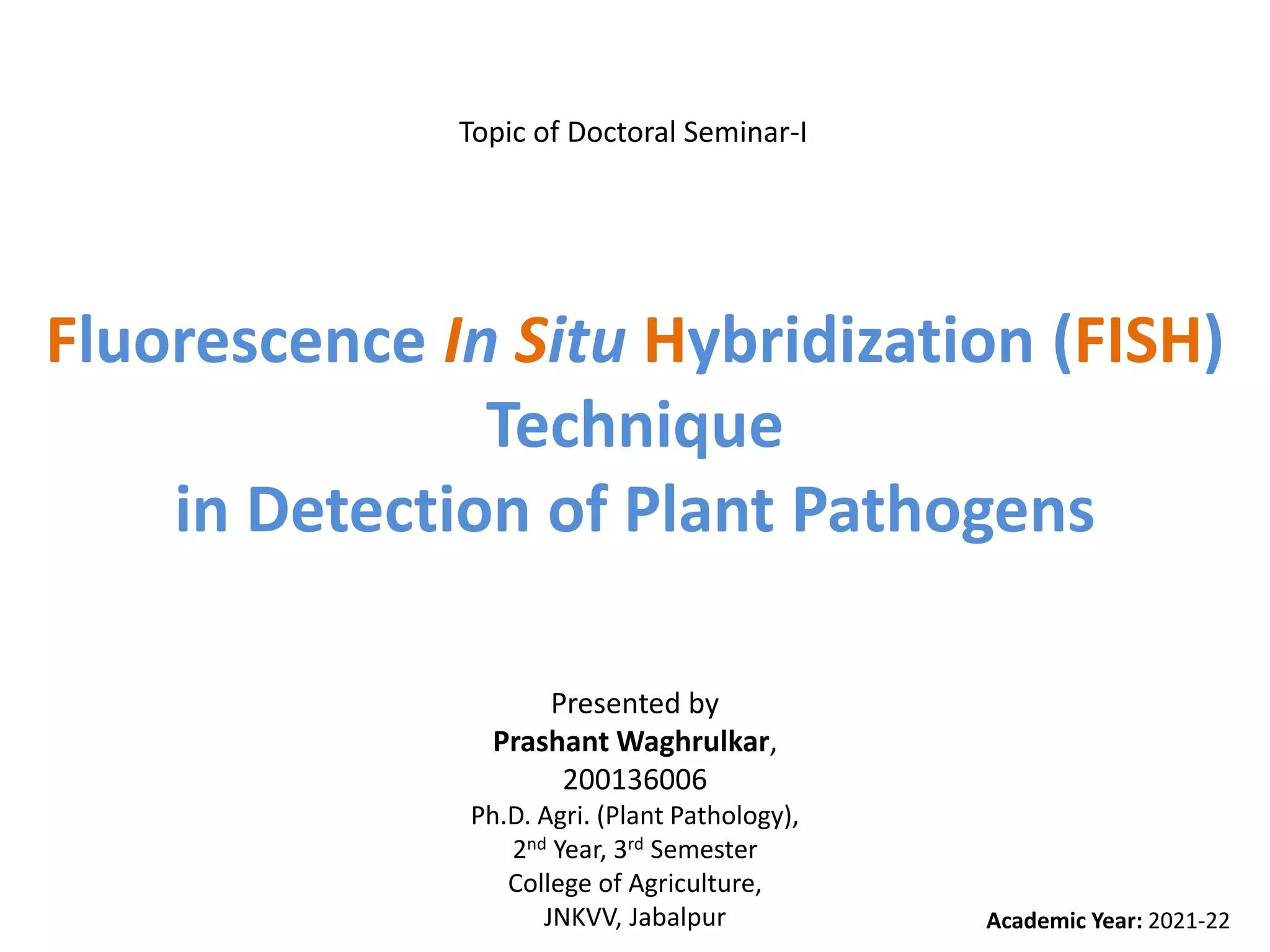Fluorescence In Situ Hybridization (FISH) Technique in Detection of ...