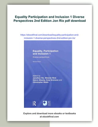 Jonathan Rix Equality Participation and Inclusion 1 Diverse Perspectives 2nd Edition ...