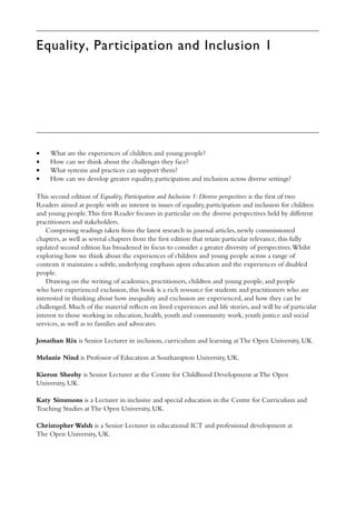 Jonathan Rix Equality Participation and Inclusion 1 Diverse Perspectives 2nd Edition ...
