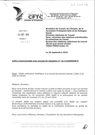 IDCC 5005 : adhésionde la cftc à l'accord prévoyance de la caisse epargne