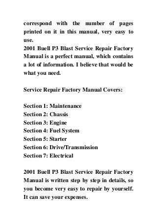 2001 buell p3 blast service repair factory manual instant download