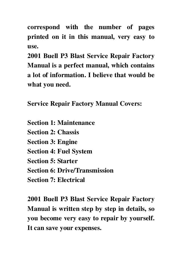 2001 buell p3 blast service repair factory manual instant download