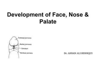 Development of Face, Nose &
Palate
Dr. AHSAN ALI SIDDIQUI
 