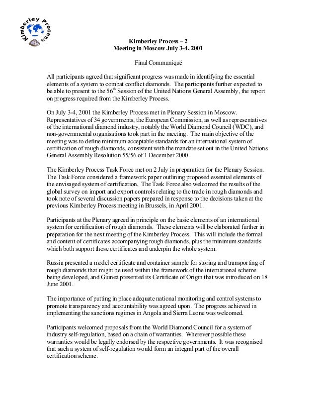 2001 Kimberley Process 2 Meeting In Moscow July 3 4 2001 - 