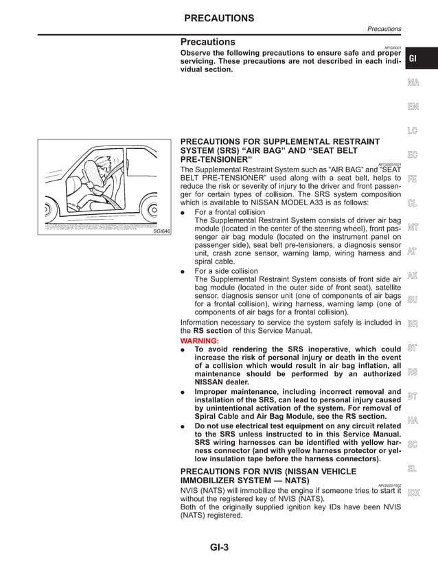 1997 NISSAN MAXIMA SERVICE REPAIR MANUAL visual data 6