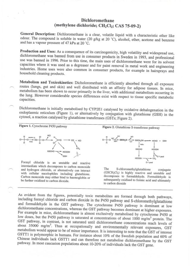 2001 risk assessment of dichloromethane