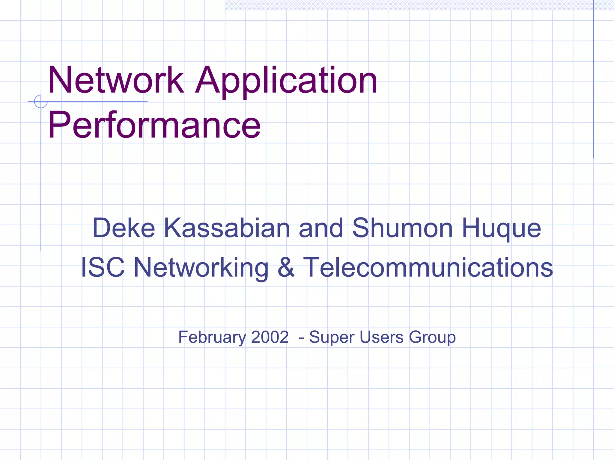 Network Application Performance | PPT