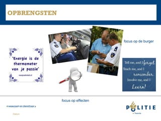OPBRENGSTEN

focus op de burger

focus op effecten

Datum

 
