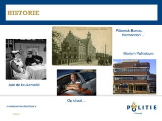 HISTORIE
Pittoresk Bureau
Hermandad…

Modern Politieburo

Aan de keukentafel

Op straat…

Datum

 