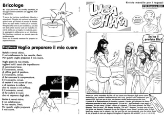 Bricolage
Se vuoi decorare la tavola natalizia, ti
insegno come costruire un oggetto mol-
to grazioso_
Ti serve del cartone metallizzato (dorato o
argentato). Ritaglia sul cartone tante stelle
quanti sono gli invitati al pranzo di Natale.
Scrivi su .ogni stella il nome di un invitato.
Ritaglia della carta e poi incollala su uno dei
lati della stella (come vedi nel modello). In-
cidi la stella con un taglio. in modo da poter-
la appoggiare saldamente su un bicchiere.
Nel bicchiere metterai un piccolo cero da
scaldavivande.
Ecco: ora la tavola natalizia ha proprio un
aspetto festoso.
Preghiera: Voglio preparare il mio cuore
Natale è ormai vicino.
E noi celebreremo la tua nascita, Gesù.
Per questo voglio preparare il mio cuore.
Voglio pulire la mia strada,
togliere tutti i sassi che impediscono
di camminare bene.
È il momento, ormai,
di offrire gesti di perdono.
È il momento, ormai,
di far crescere la comprensione.
È il momento, ormai,
di vestire il mio cuore di luce,
e di cacciare la collera
che mi oscura e mi soffoca.
È il momento, ormai,
di far cadere le mura
che mi separano dagli altri.
Natale è ormai vicino.
E noi celebreremo
la tua nascita, Gesù.
Per questo voglio preparare
il mio cuore.
:g
~
%'
-aN
%'
Rivista mensile per i ragazzi
N°33 Dicembre 2002
Testi: Ch,istine Reinbolt
202
Venne un uomo mandato da Dio e il suo nome era Giovanni. Egli venne come
testimone per rendere testimonianza alla luce, perché tutti credessero per
mezzo di lui. Egli non era lo luce, ma doveva render testimonianza alla luce.
E questa è lo testimonianza di Giovanni, quando i Giudei gli inviarono da Geru-
salemme sacerdoti e leviti a interrogarlo: Chi sei tu?. Egli confessò e non negò, e
confessò: lo non sono il Cristo. Allora gli chiesero: Che cosa dunque? Sei Elia?.
Rispose: Non lo sono. Gli dissero dunque: Chi sei?. Rispose: lo sono voce di uno
che grida nel deserto: Preparate lo via del Signore, come disse il profeta Isaia. lo bat-
tezzo con acqua, ma in mezzo a voi sto uno che voi non conoscete, uno che viene dopo
di me, al quale io non san degno di sciogliere il legaccio del sandalo. (da Gv 1.6-8.19-28)
 