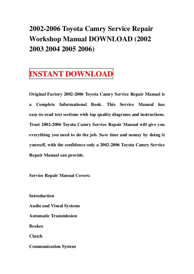 2003 toyota camry repair manual free download