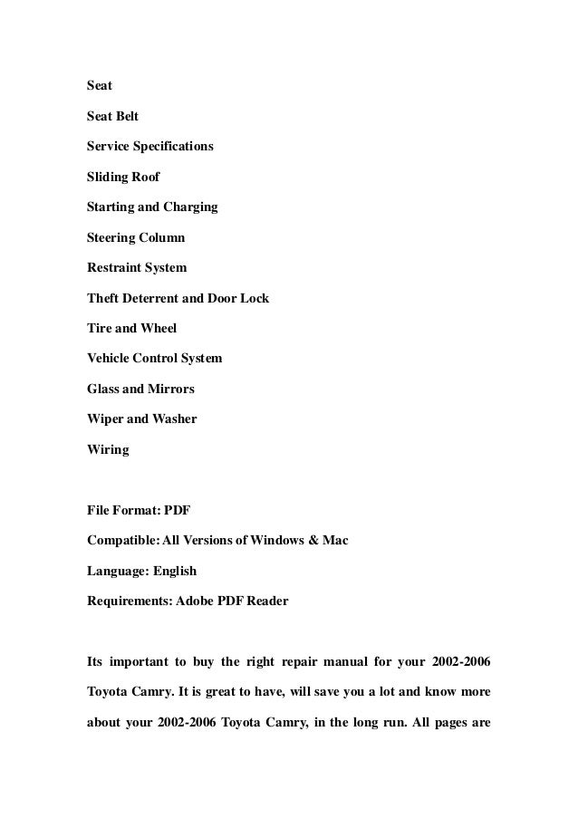 Toyota camry 2006 manual pdf free download 64 bit Toyota camry 2006 manual pdf free download 64 bit