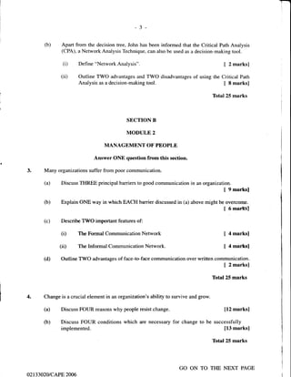 Unit 1 CAPE Management Of Business Paper 2 - 2002 - 2011 Past Papers | PDF
