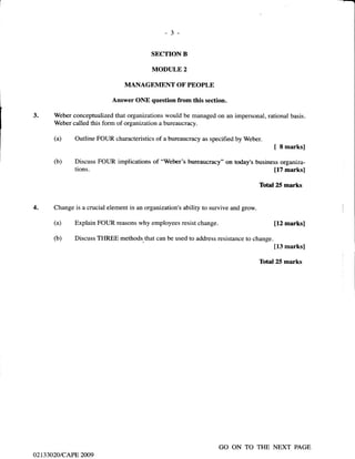 Unit 1 CAPE Management Of Business Paper 2 - 2002 - 2011 Past Papers | PDF