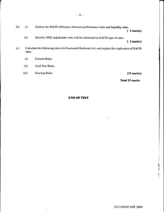 Unit 1 CAPE Management Of Business Paper 2 - 2002 - 2011 Past Papers | PDF