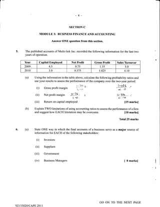 Unit 1 CAPE Management Of Business Paper 2 - 2002 - 2011 Past Papers | PDF