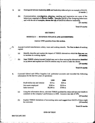 Unit 1 CAPE Management Of Business Paper 2 - 2002 - 2011 Past Papers | PDF