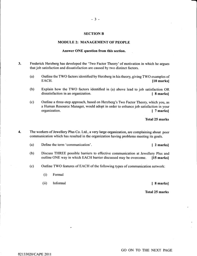 Unit 1 CAPE Management Of Business Paper 2 2002 2011 Past Papers