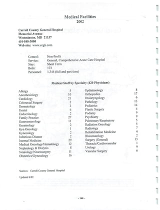 2002 Carroll County Maryland Facts Book