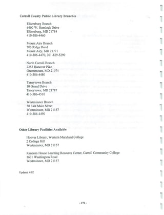 2002 Carroll County Maryland Facts Book