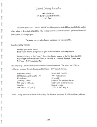 2002 Carroll County Maryland Facts Book