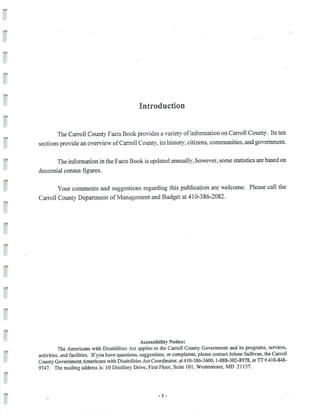 2002 Carroll County Maryland Facts Book