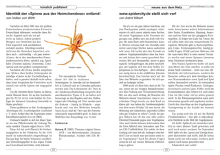 DeArGe Mitteilungen 7(11), 2002                                                                                                                                                    DeArGe Mitteilungen 7(11), 2002
                                  kürzlich publiziert                                                                                  neues aus dem Netz

Identität der »Spinne aus der Heimchendose« entlarvt!                                                 www.spidercity.de stellt sich vor!
von Volker von Wirth                                                                                  von Astrid Hilbert

    Nachdem im März 2002 eine der größten                                                                  Als ich vor ein paar Jahren beschloss, mir            Mit der Zeit wuchs die Webseite immer
Futterinsekten produzierenden Firmen in                                                               eine Brachypelma smithi zuzulegen, infor-              mehr, hinzu kamen weitere Informationen
Deutschland abbrannte, versuchte diese Fir-                                                           mierte ich mich zuerst mittels eines Buches.           über Futter, Krankheiten, Häutung, Anato-
ma ihr Angebot nach wie vor auf-                                                                      Als meine Vogelspinne in ihr Terrarium ein-            mie und eine Seite mit den gängigsten Fach-
recht zu halten, indem größere                                                                        gezogen war, stellten sich mir doch viele Fra-         begriffen. Es folgte eine Liste mit Tieren, die
Mengen von Heimchen aus den                                                                           gen, die mein Buch nicht beantworten konn-             ich selbst halte und eine entsprechende Fo-
USA importiert und anschließend                                                                       te. Weitere Literatur half mir ebenfalls nicht         togalerie. Weiterhin gibt es Buchempfehlun-
verkauft wurden. Allerdings wurden                                                                    weiter und einige Bücher waren außerdem                gen, Links, Erfahrungsberichte, häufig ge-
nicht nur die Heimchen importiert, son-                                                               sehr teuer. Ich suchte also den Kontakt zu             stellte Fragen (FAQ) und eine Webcam, mit
dern auch – unfreiwillig – ein paar weitere                                                           anderen Vogelspinnenhaltern über das Inter-            der man einen Blick in eines meiner Terrari-
»Gäste«, die in den amerikanischen Futter-                                                            net und bekam dort meine gesuchten Ant-                en werfen und meine Spinnen (meistens
insektenzuchten leben, nämlich sog. Speck-                                                            worten. Wie sich herausstellte, waren es ganz          beim Nichtstun) beobachten kann.
käfer (Dermestes laudarius, Demestidae, Coloe-                                                        typische Anfängerfragen, die jeden beschäfti-              Den Namen Spidercity wollte ich auch
optera) und eine größere Laufspinnenart.                           Thanatus vulgaris                  gen, der beginnt, sich mit dem Hobby Vo-               zum Motto der Seite machen: es sollte ein
    Nachdem die Firma wieder aufgebaut                                                                gelspinnen zu beschäftigen – aber offenbar             kleine Stadt entstehen – nicht nur eine »Bi-
war, blieben diese beiden Arthropoden als                                                             war wenig davon in der erhältlichen Literatur          bliothek« mit Informationen, sondern die
ständige »Gäste« in der Zuchtabteilung er-                Die europäische Variante                    berücksichtigt. Das brachte mich auf die               Besucher sollten sich aktiv beteiligen kön-
halten, und es passiert deshalb nicht selten,         dieser Art lebt in trockenen                    Idee, eine Webseite zu gestalten, die sich spe-        nen, Kommunikation sowie Spaß und Spiel
dass beim Verpacken der Futtertiere auch              Steinsteppen. In Amerika soll sie hauptsäch-    ziell an Anfänger richtet.                             sollten Bestandteil werden. So entstanden
einmal eine solche Spinne mit eingepackt              lich in Gebüsch und an Gebäuden gefunden             1999 setzte ich diese Idee dann in die Tat        Spiele, Puzzles, email-Postkarten, Umfragen,
wird.                                                 worden sein. Die Lebensweise der Tiere in       um, zuerst mit nur wenigen Basisinformatio-            Screensaver und ein Quiz. Fehlte noch die
    Um die Identität dieser Spinne zu klären,         der Insektenzuchtabteilung entspricht dem       nen über Haltung und Terrarieneinrichtung.             Kommunikation: also richtete ich auch einen
wurde Material dieser Art an den Arachnolo-           amerikanischen Typus, d. h. sie halten sich     Mir war aber auch wichtig, die Besucher der            Chat ein (der leider viel zu selten genutzt
gen Dr. PETER JÄGER vom Institut für Zoo-             bevorzugt an den Regalen und den Hallen-        Webseite darauf hinzuweisen, dass es ver-              wird). In der Kleinanzeigenbörse kann nach
logie der Johannes Gutenberg-Universität zu           trägern der Abteilung auf. Dort werden auch     schiedene Dinge bereits vor dem Kauf zu                Herzenslust gesucht und angeboten werden.
Mainz geschickt.                                      die Kokons – häufig in Winkeln – ange-          klären gilt: was halten die Familienmitglieder         Durch den Anschluss an den Vogelspinnen-
    Dieser publizierte in den Arachnologischen        bracht und von den Weibchen bewacht.            von dem neuen Hobby? Ist man bereit, die               Anzeigenring ist die Anzahl der Inserate
Mitteilungen der Arachnologischen Gesellschaft        Nach JÄGER sind die Tiere aus der Futterin-     Wohnung mit entlaufenen, zirpenden Grillen             enorm.
e. V. einen Artikel über die Ergebnisse seiner        sektenzucht ungewöhnlich groß. So hatte ein     oder gar Schaben zu teilen? Gerade bei jun-                Ein wenig stolz bin ich auf die Rubrik
Identifikationsarbeit (JAEGER 2002).                  Weibchen eine Körperlänge von 11 mm!            gen Haltern hat oft das eine oder andere               Detailaufnahmen – dort gibt es mikroskopi-
    Demnach handelt es sich bei dieser Spin-                                                          Elternteil Einwände gegen eine Vogelspinne.            sche Einblicke in die Welt der Vogelspinnen.
ne um eine Philodromidae der Gattung Tha-             LITERATUR:                                      Aber auch hierbei können Information über                  Ich hoffe, Spidercity ist inzwischen wirk-
natus, nämlich Thanatus vulgaris SIMON, 1870.                                                         die Tiere hilfreich sein, besonders zum The-           lich zu einer kleinen Stadt geworden und
    Diese Art hat nach Platnick ihr Verbrei-          JAEGER, P. (2002): Thanatus vulgaris Simon,     ma Gift/Gefährlichkeit. Für welche Art bzw.            wird noch weiter wachsen. Im September
tungsgebiet in der Holarktis. In die USA                 1870 – ein Weltenbummler (Araneae:           Gattung soll man sich als Anfänger entschei-           2002 habe ich das Layout und Design kom-
wurde sie wahrscheinlich eingeschleppt. In               Philodromidae). Arachnol. Mitt. (23): 49 -   den? Und wo kauft man am besten seine er-              plett überarbeitet und hoffe, daß die Seiten
Europa liegt ihr bisher bekanntes nördlich-              57.                                          ste Vogelspinne? Auch bei diesen Fragen                damit nicht nur informativ, sondern auch
stes Verbreitungsgebiet in den Alpen. Funde                                                           versuche ich auf meiner Webseite Hilfestel-            optisch noch besser geworden sind.
aus Deutschland sind bisher nicht bekannt.                                                            lung zu geben.                                             Schaut doch mal vorbei!
                                                 24                                                                                                     25
 