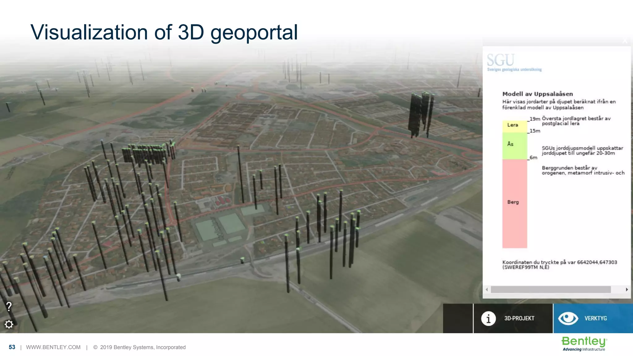 53 | WWW.BENTLEY.COM | © 2019 Bentley Systems, Incorporated
Visualization of 3D geoportal
 