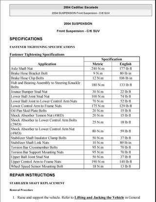 2002 CADILLAC ESCALADE SERVICE MANUAL PDF visual data 5