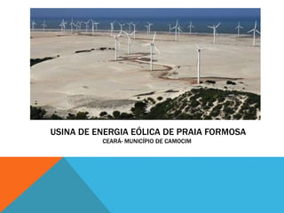 USINA DE ENERGIA EÓLICA DE PRAIA FORMOSA
CEARÁ- MUNICÍPIO DE CAMOCIM
 