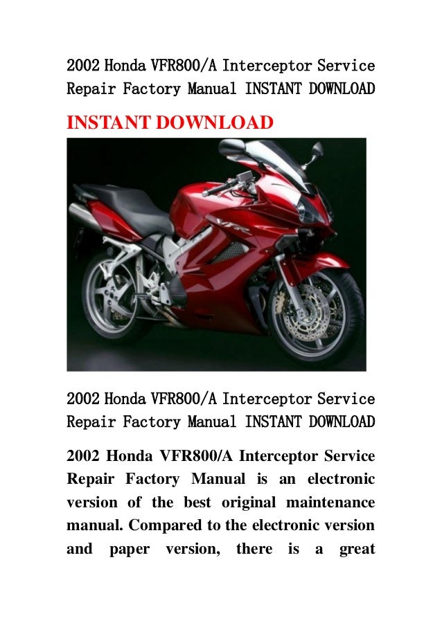 Honda Vfr 800 Interceptor Service Manual Download Honda Vfr 800 Interceptor Service Manual Download
